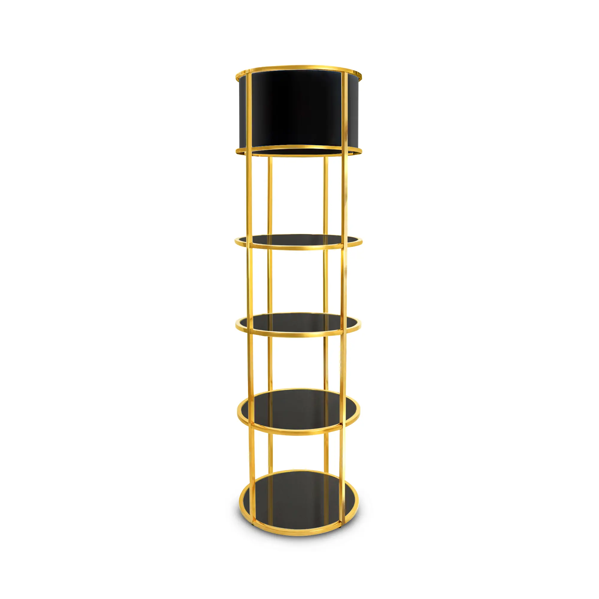 Gold Round Black Shelving | Chairleader Party Rental
