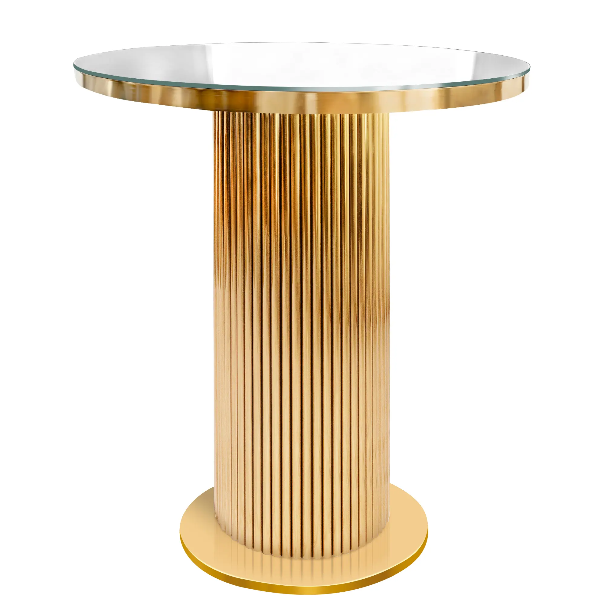 Gold Ribbed Hi Cocktail Table | Chairleader Party Rental